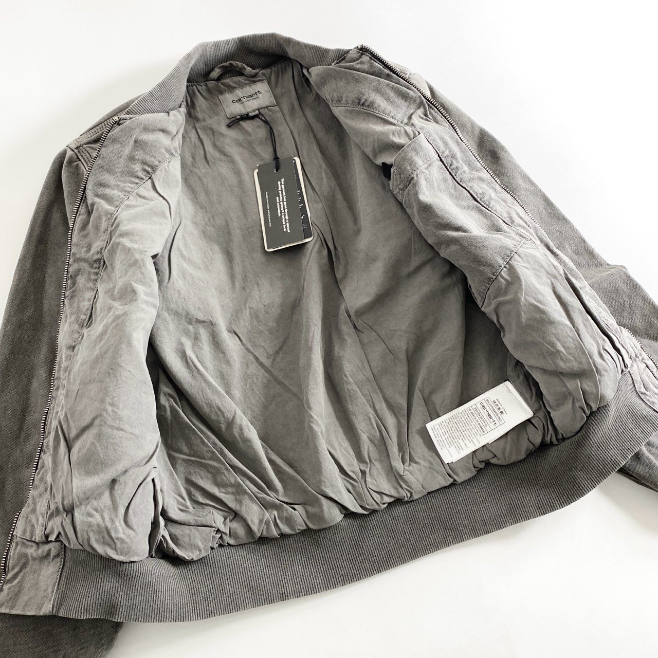 59e12 《未使用保管品》 タグ付 Carhartt WIP カーハート ダブルアイピ― SANTA FE BOMBER サンタフェボンバー ジャケット ブルゾン I030284 XSサイズ ブラック グレー コットン 秋冬