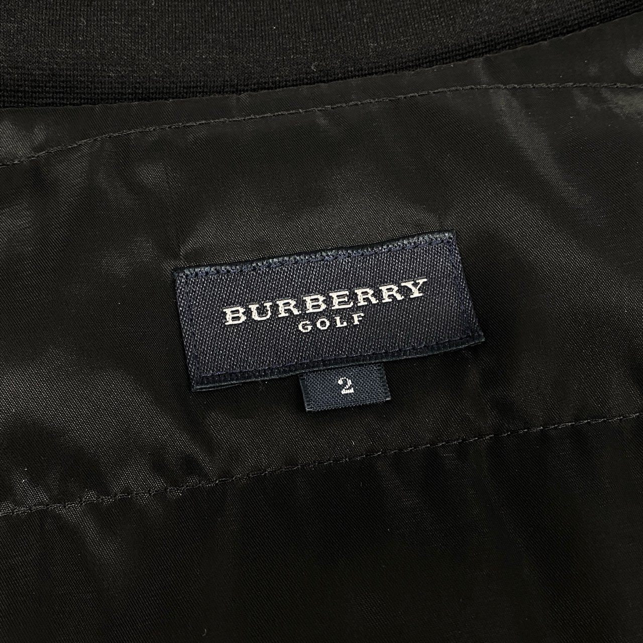 51f3 BURBERRY GOLF バーバリーゴルフ 中綿ジャケット ダブルジップアップ ブルゾン ホースロゴ 異素材切替 サイズ2 ブラック メンズ ゴルフウェア スポーツ メンズ