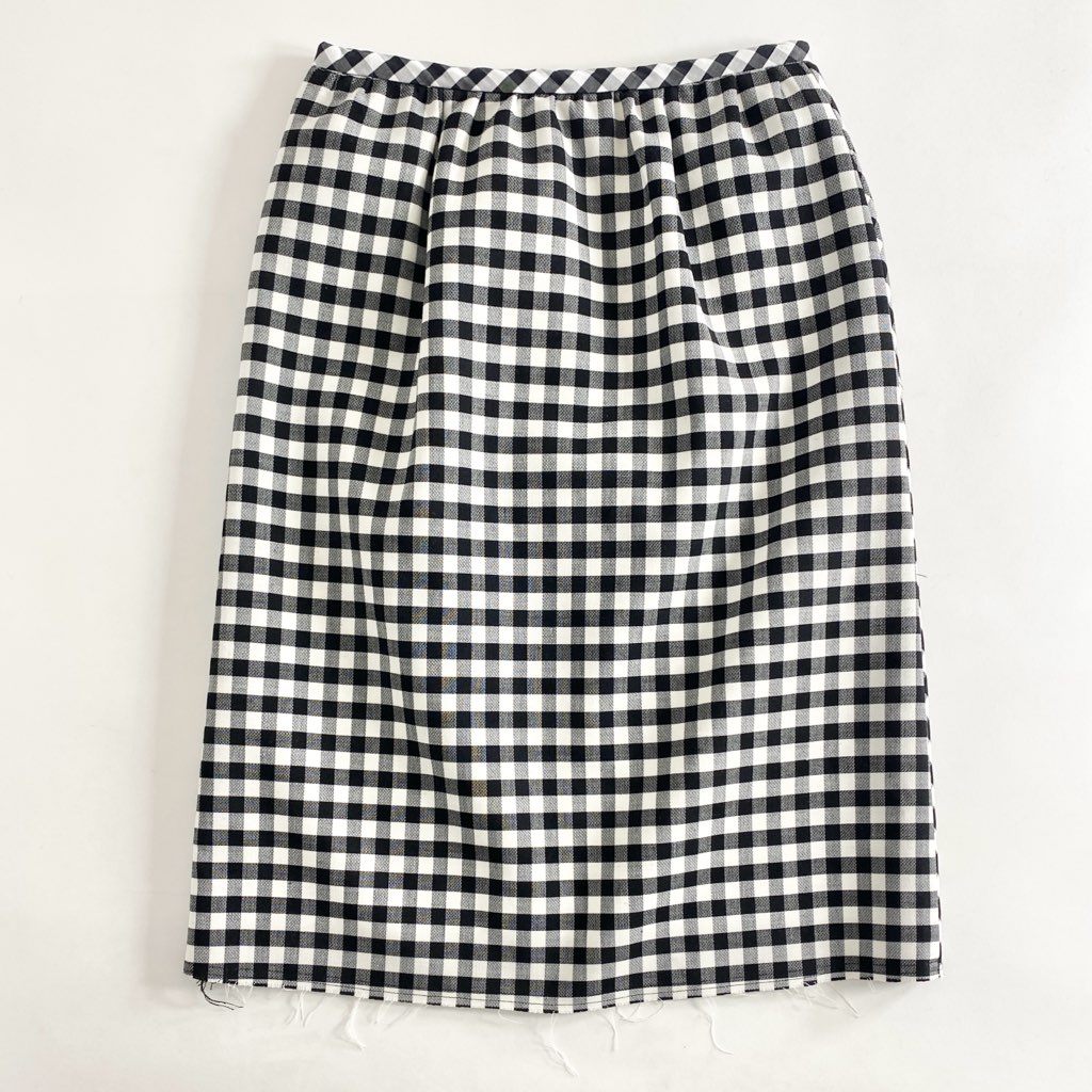 39b6 《美品》 近年モデル☆ COURREGES PARIS クレージュ パリス ギンガムチェック スカート 34 ブラック ホワイト JUPE イタリア製 タグ付き 春夏