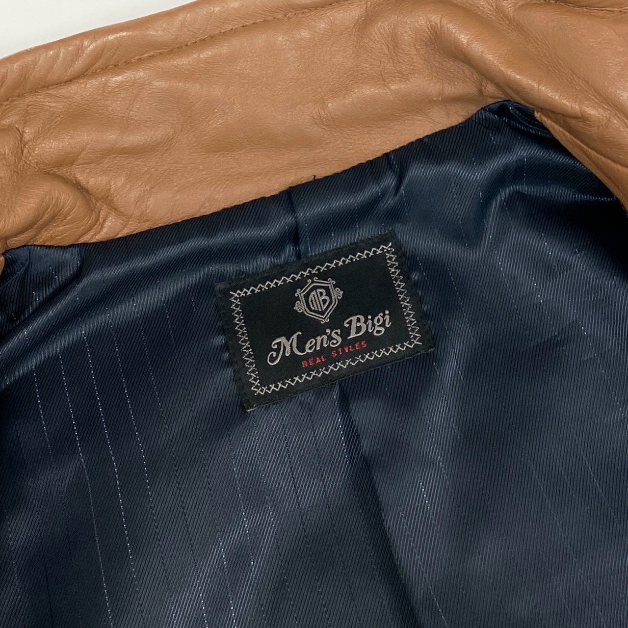 37f24 MEN’S BIGI メンズビギ レザージャケット シングルレザー 革ジャン 羊革 ラムレザー メンズ アウター MO143LJM01 02 ブラウン