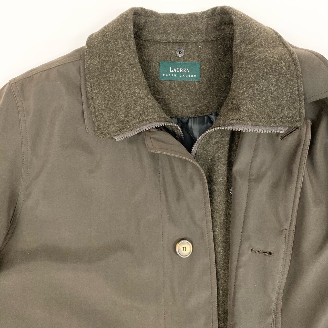 70j15《美品》 LAUREN RALPH LAUREN ローレン ラルフローレン ライナーベスト付き ジャケット 44 カーキ VINTAGE ヴィンテージ アウター キルティング 紳士服t18r