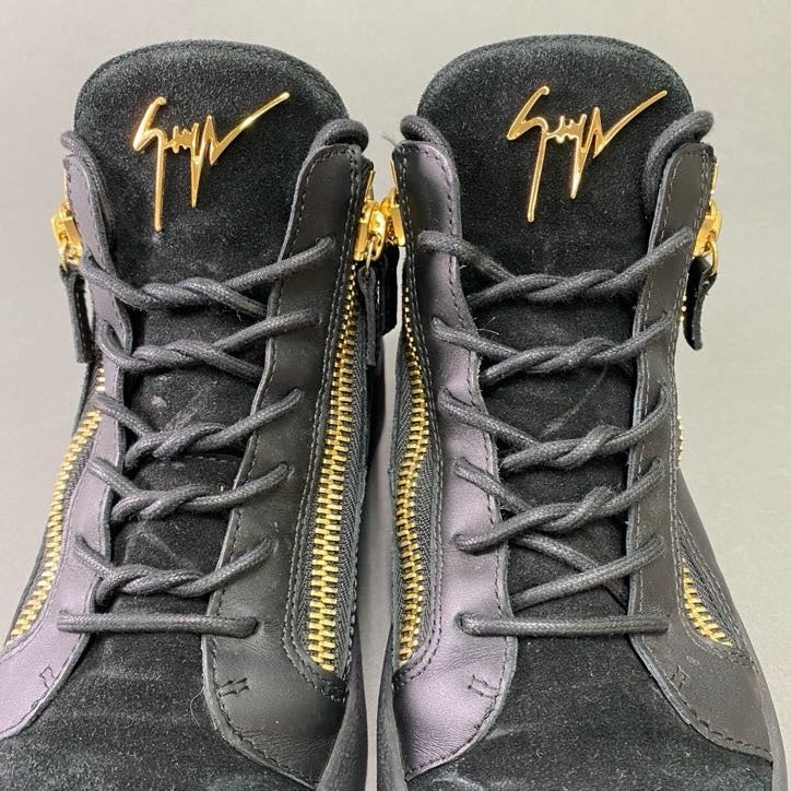 3d3 Giuseppe Zanotti ジュゼッペ ザノッティ ミドルカット スニーカー 41 / 26cm ブラック レザー シューズ KRISS COBY
