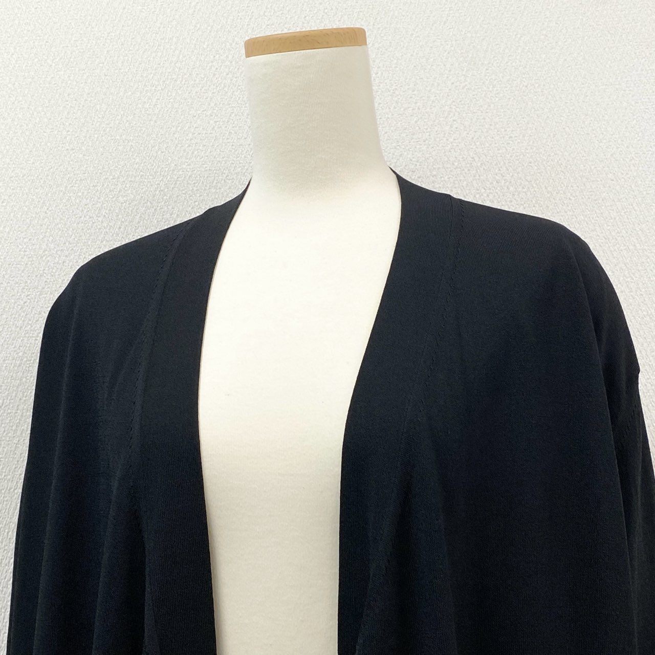 32i9 【美品】 MORABITO モラビト 長袖カーディガン ニットカーディガン セミロング丈 レディース 女性用 9049-52313 38 ブラック レーヨン ナイロンu02t