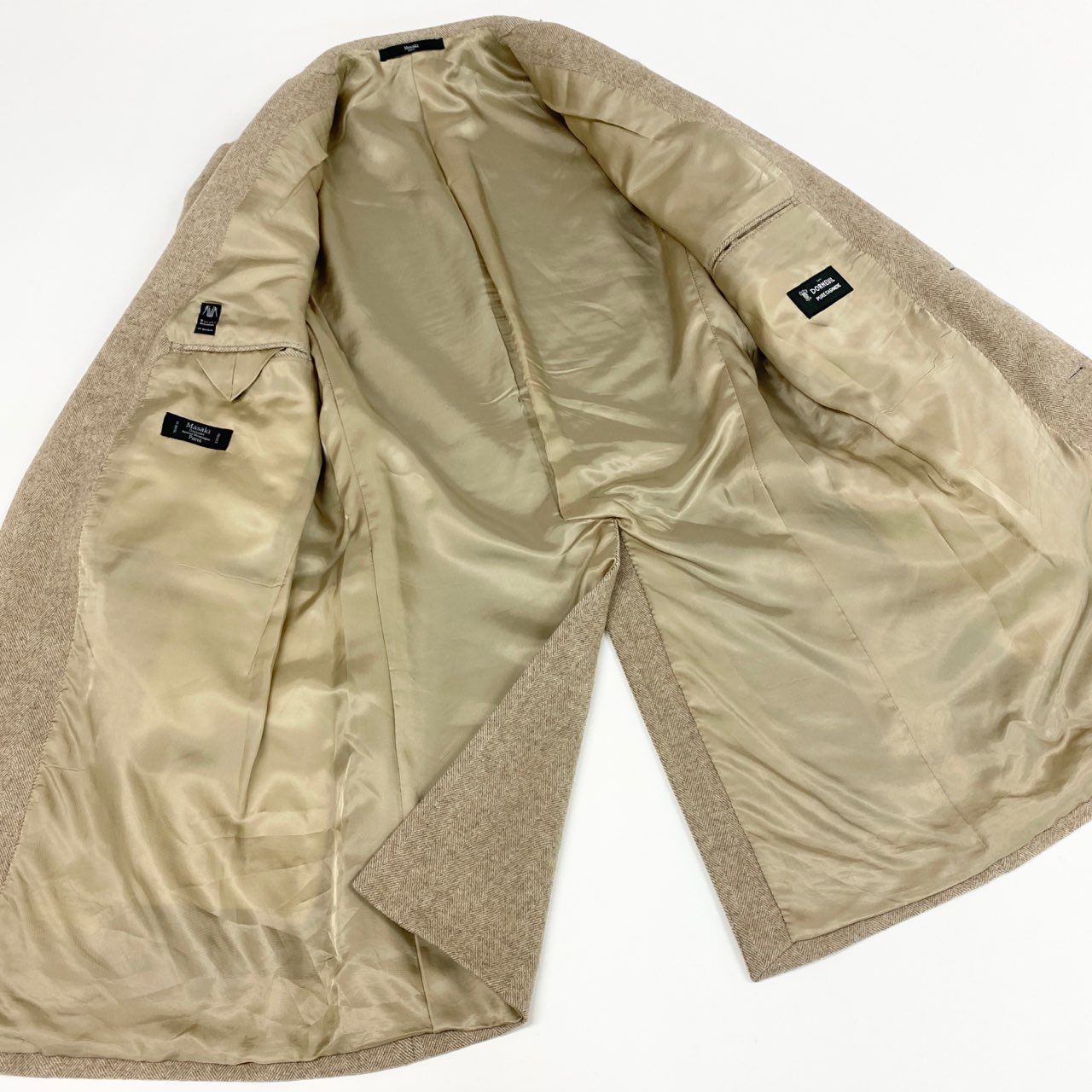83l18 フランス製 Masaki Matsusima マサキマツシマ 英国ドーメル社生地 チェスターコート ロングコート カシミアコート ベージュ系 カシミヤ70% ミンク30% メンズ 紳士服 M.L相当