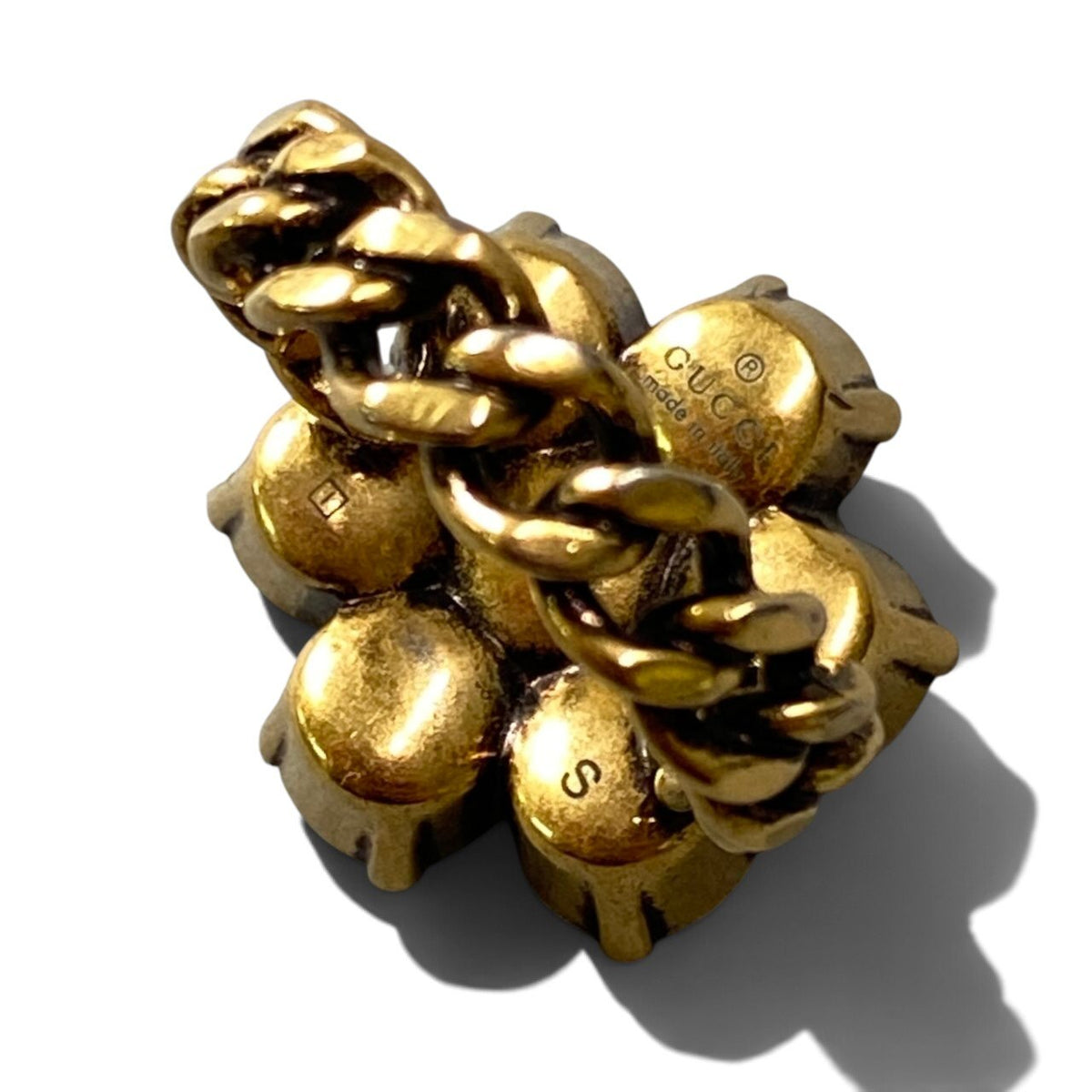 i7 GUCCI グッチ クリスタルフラワー GGマーモント ゴールドリング GG Marmont Crystal Flower Gold Ring 11.5号 指輪t18r