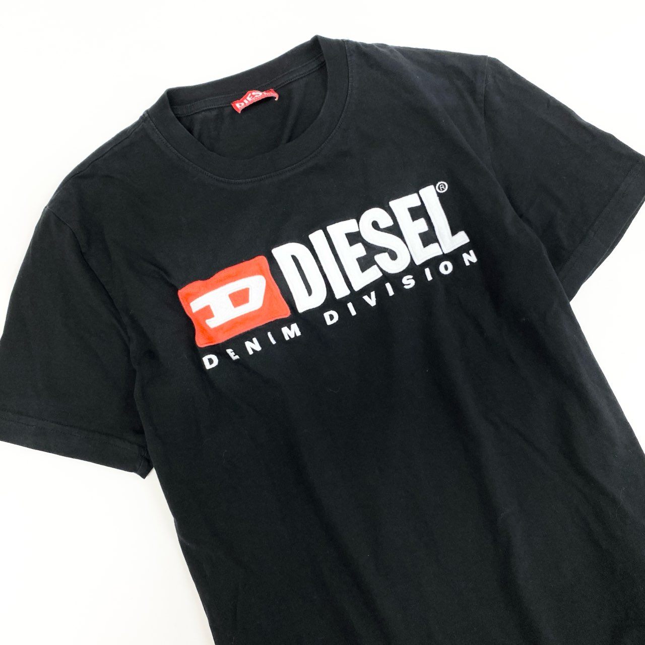 57h28 DIESEL ディーゼル T-DIEGOR-DIV ロゴ刺繍 Tシャツ 半袖カットソー トップス Lサイズ 185 ブラック コットン メンズo07t