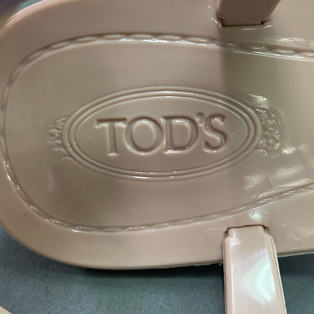 4d7 【美品】 TODS トッズ トングサンダル タッセル レザーサンダル ラバー バックストラップ レディース シューズ 37 ライトピンク