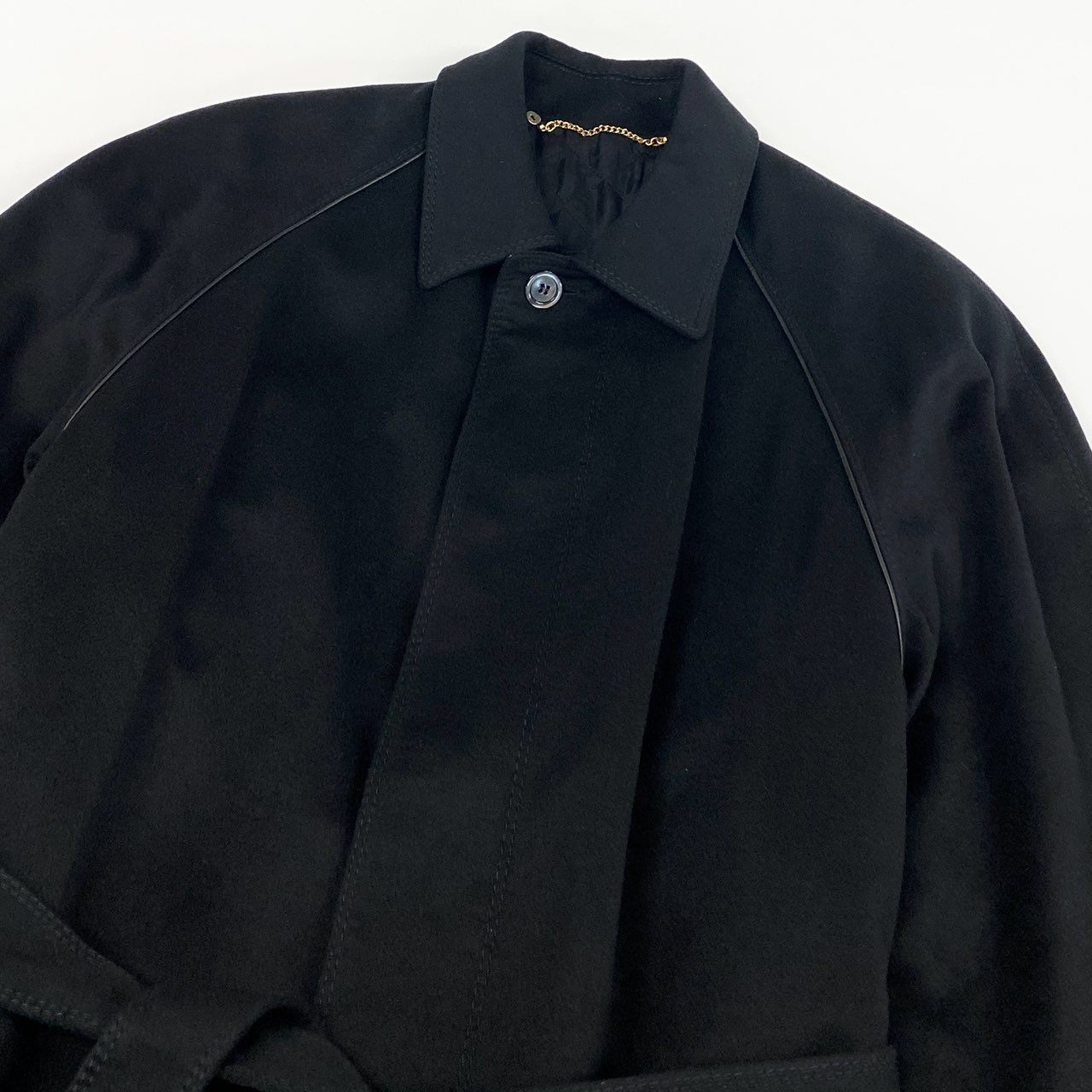 62g18 Hettabretz raglan coat balmacaan coat patterned lining MADE IN ITALY 50 Black Cashmere100 MEN