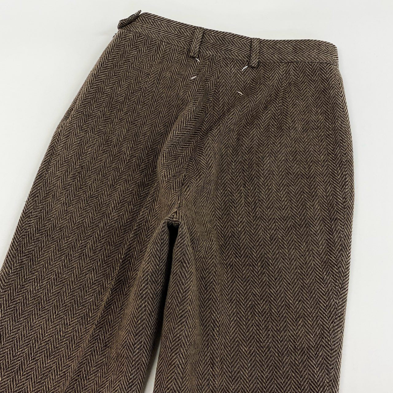 11f12 《美品》 Maison Margiela メゾン マルジェラ テーパードパンツ スラックス ボトムス 4ライン S51KA0530 サイズ36 ブラウン ヘリンボーン レディース