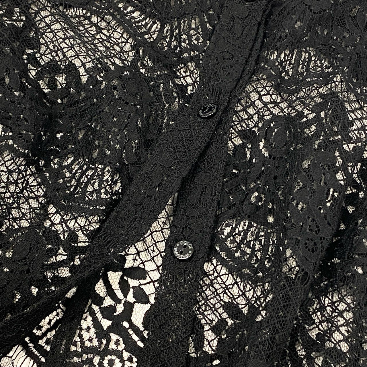3a27 DOLCE&GABBANA ドルチェアンドガッバーナ イタリア製 総レース ブラウス 長袖シャツ トップス ロングスリーブ 38 ブラック
