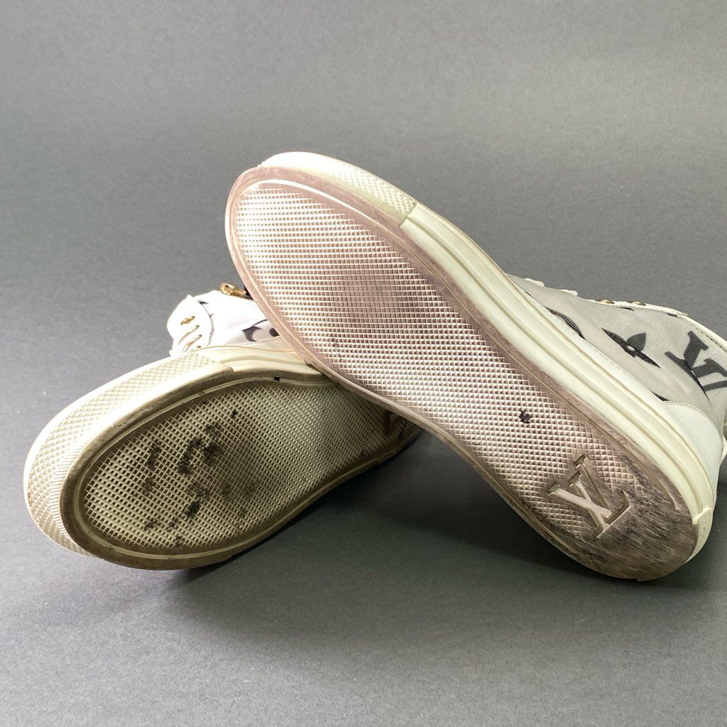 8e18 LOUIS VUITTON ルイヴィトン ステラーライン モノグラムジャイアント ハイカットスニーカー サイドジップシューズ サイズ37 ホワイト系 レディース イタリア製