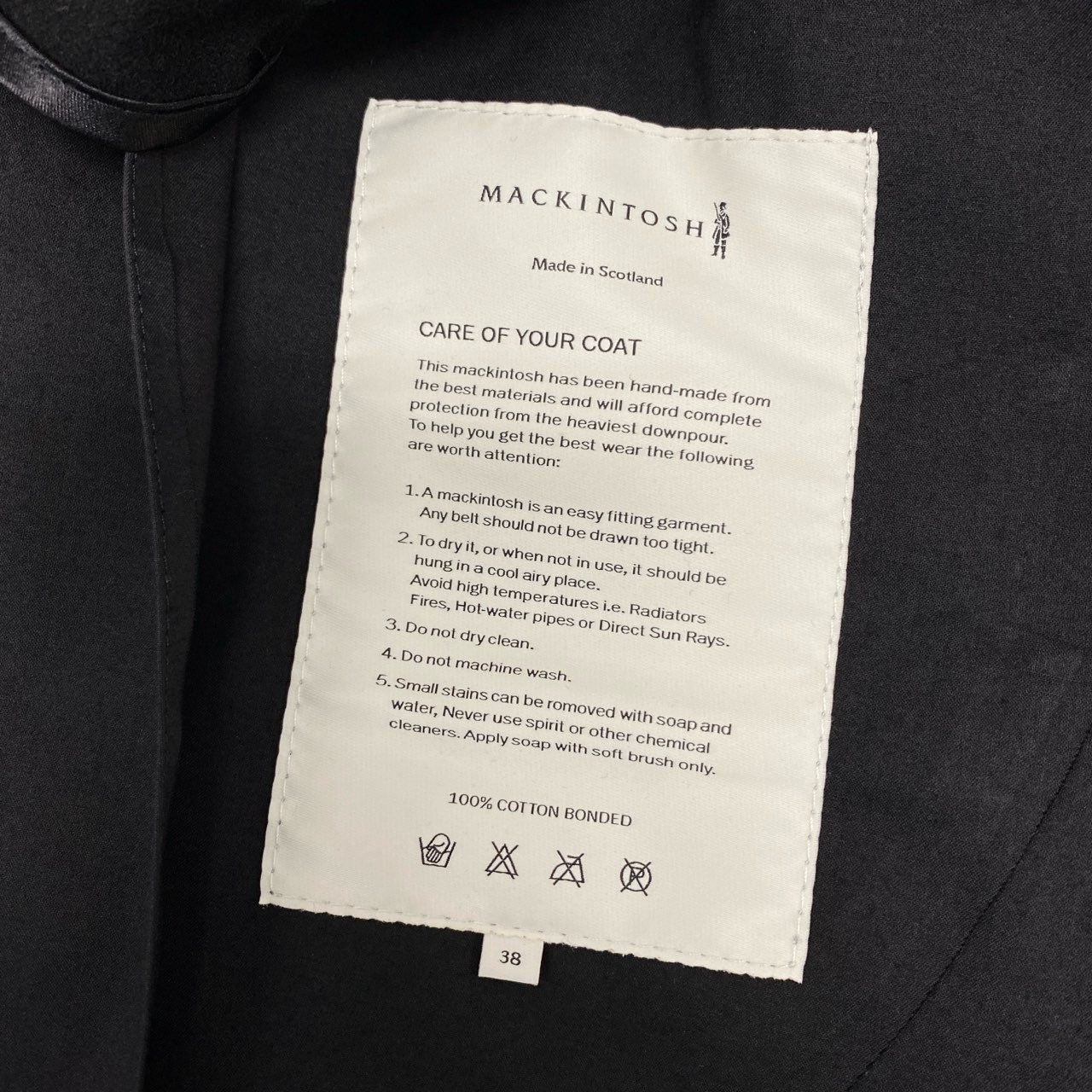 33k19 【スコットランド製】MACKINTOSH マッキントッシュ ライナー着脱可 ゴム引きコート ステンカラーコート サイズ38 ブラック スミクロ メンズ 男性用 アウター コート
