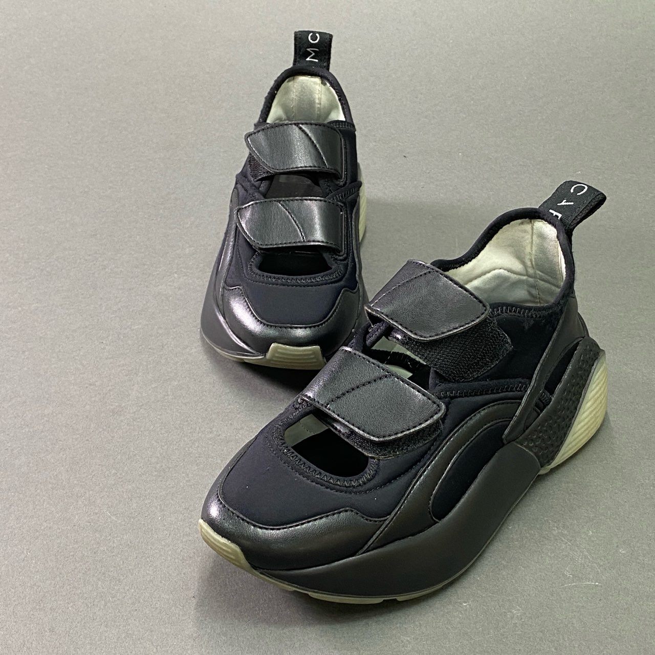 2e26 STELLA McCARTNEY ステラマッカートニー ベルクロ 厚底スニーカー 35 ブラック シューズ イタリア製