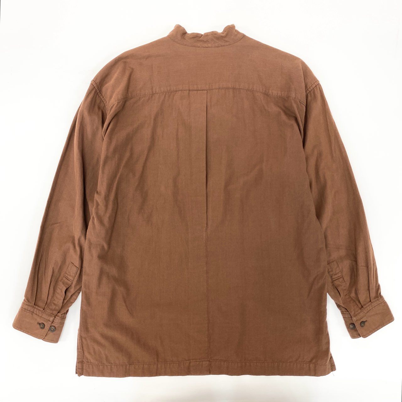 16j20 ISSEY MIYAKE イッセイミヤケ 長袖シャツ トップス オーバーチンストラップ サイズM ブラウン コットン メンズu02t