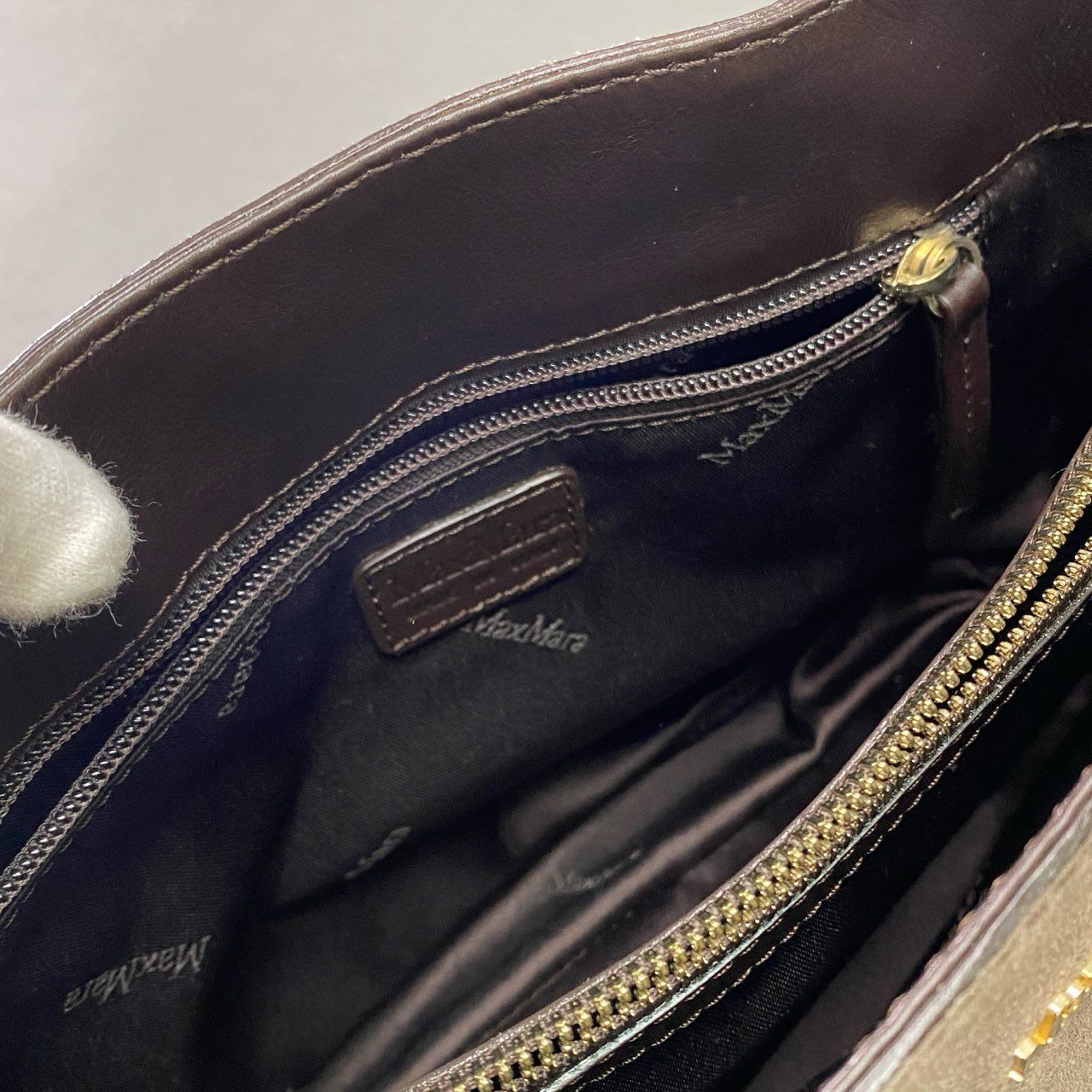 Cb10 Max Mara マックスマーラ 2WAY スエードレザー ショルダーバッグ ブラウン Leather ハンドバッグ 鞄 イタリア製