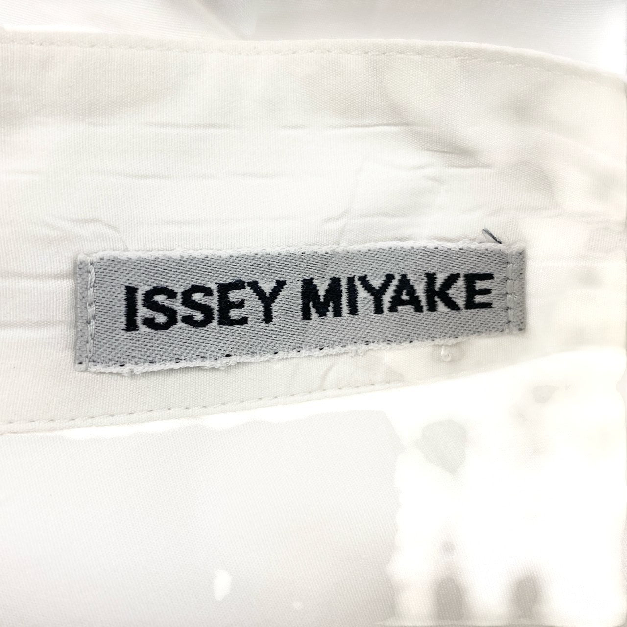 59b17 ISSEY MIYAKE イッセイミヤケ バンドカラーシャツ プリーツシャツ タキシードシャツ ホワイト コットン100% レディース 女性用u02t