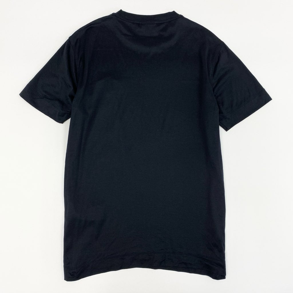 4f7 EMPORIO ARMANI エンポリオアルマーニ 半袖Tシャツ カットソー Tシャツ イーグル ロゴ刺繍 ストレッチ素材 サイズM ダークネイビー メンズ 紳士服