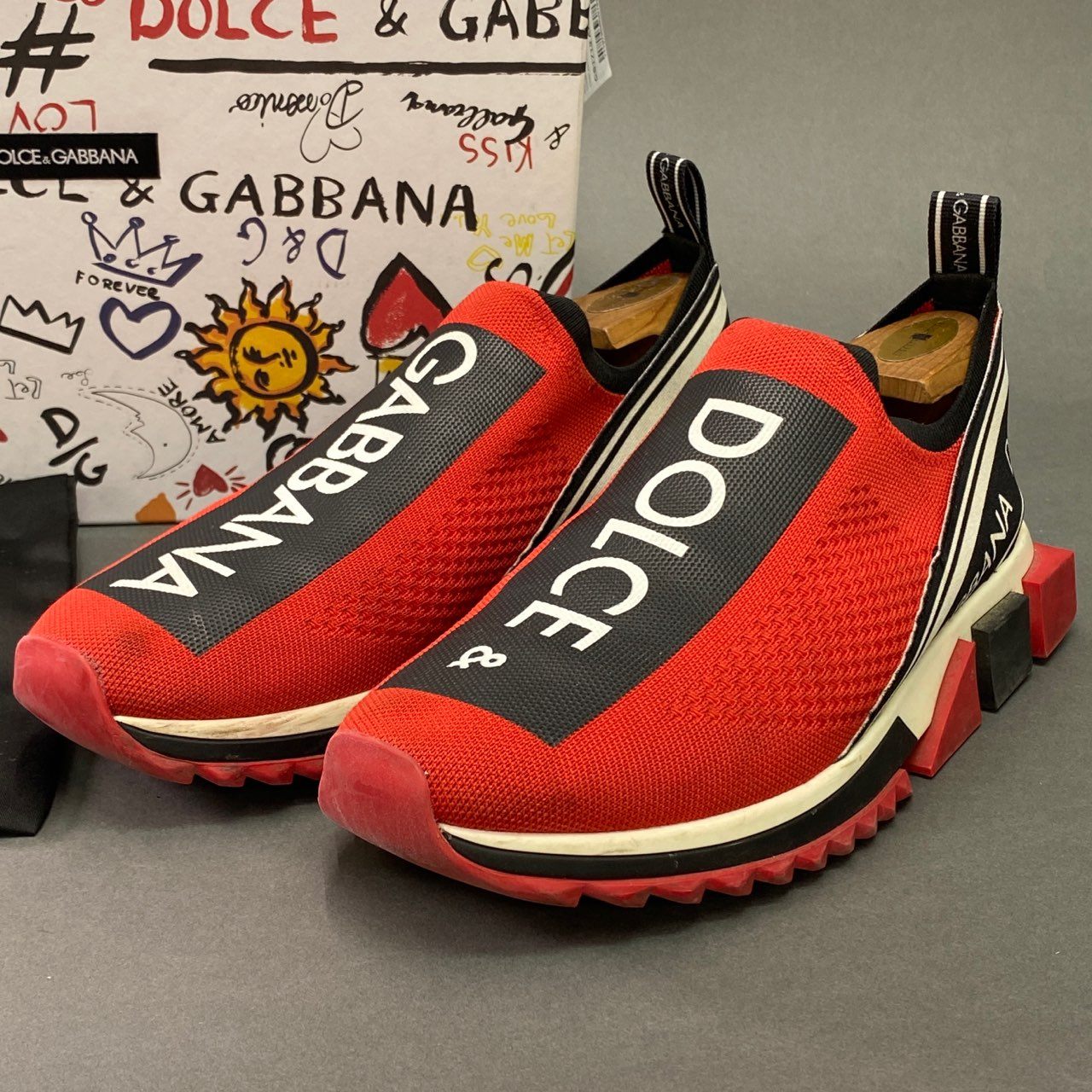 l22 DOLCE&GABBANA ドルチェアンドガッパーナ SORRENTO SNEAKER ソレント スニーカー 42.5 レッド ブラック スリッポン シューズ イタリア製