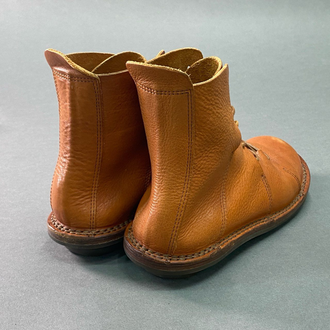 1g24 trippen トリッペン レースアップ レザーブーツ 38 ライトブラウン Leather シューズ 女性靴_