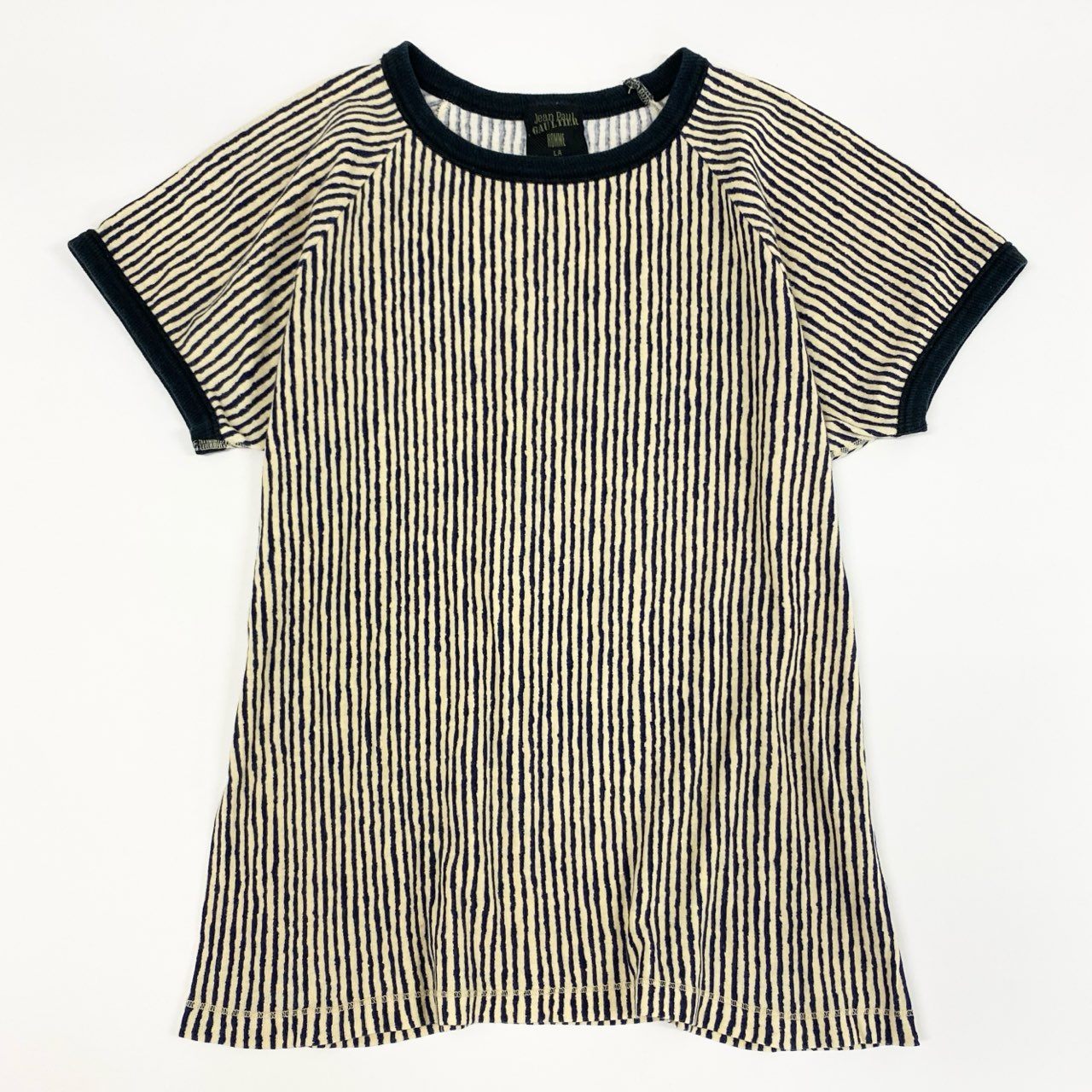 7f11 Jean Paul GAULTIER HOMME ジャンポールゴルチエオム 00s ストライプ チビTシャツ LA ネイビー アイボリー 画像参照 カットソー ミニT Vintage