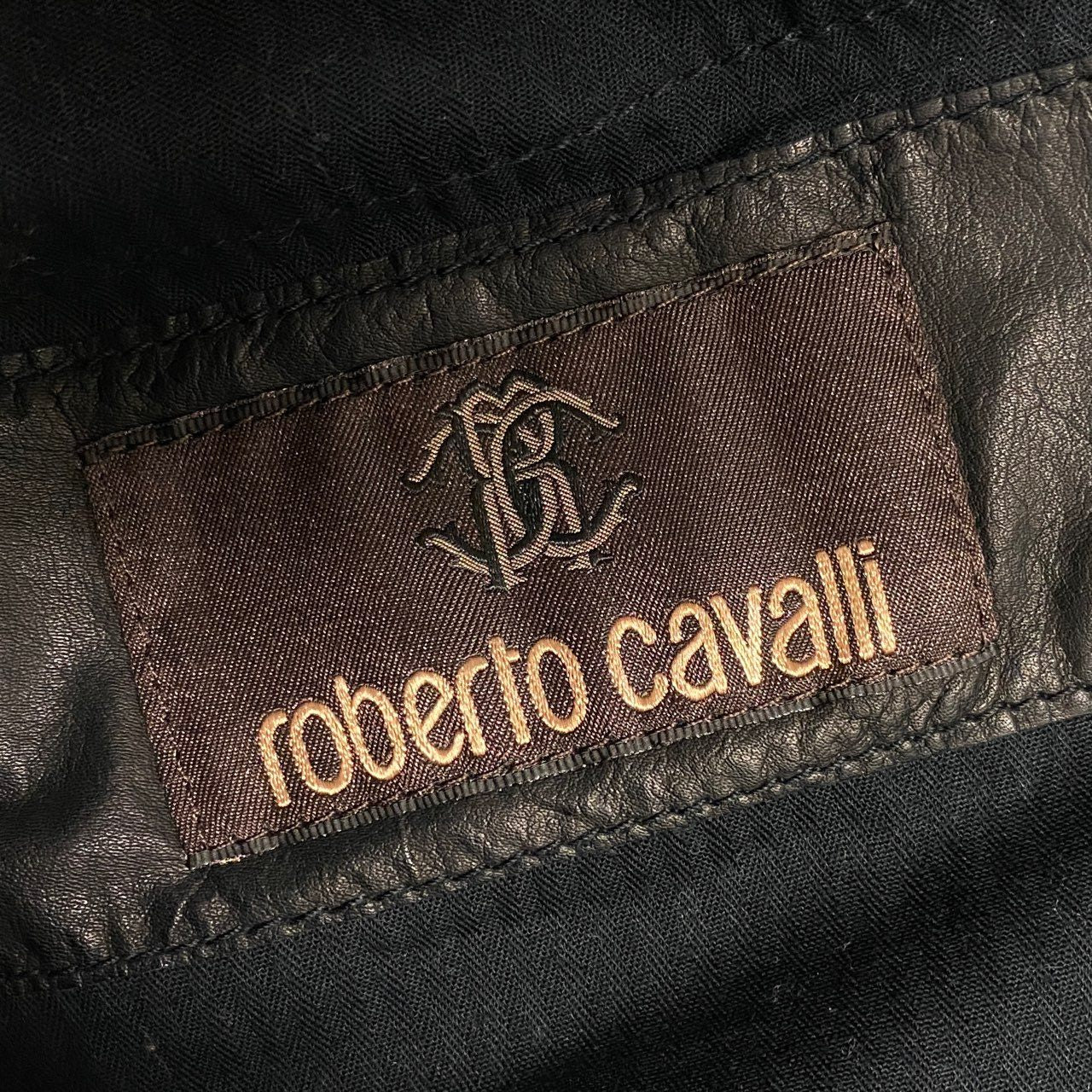 12b19 roberto cavalli ロベルトカヴァリ イタリア製 レザーパンツ カンガルーレザー リアルレザー leather ロングパンツ ボタンフライ 50 ブラック
