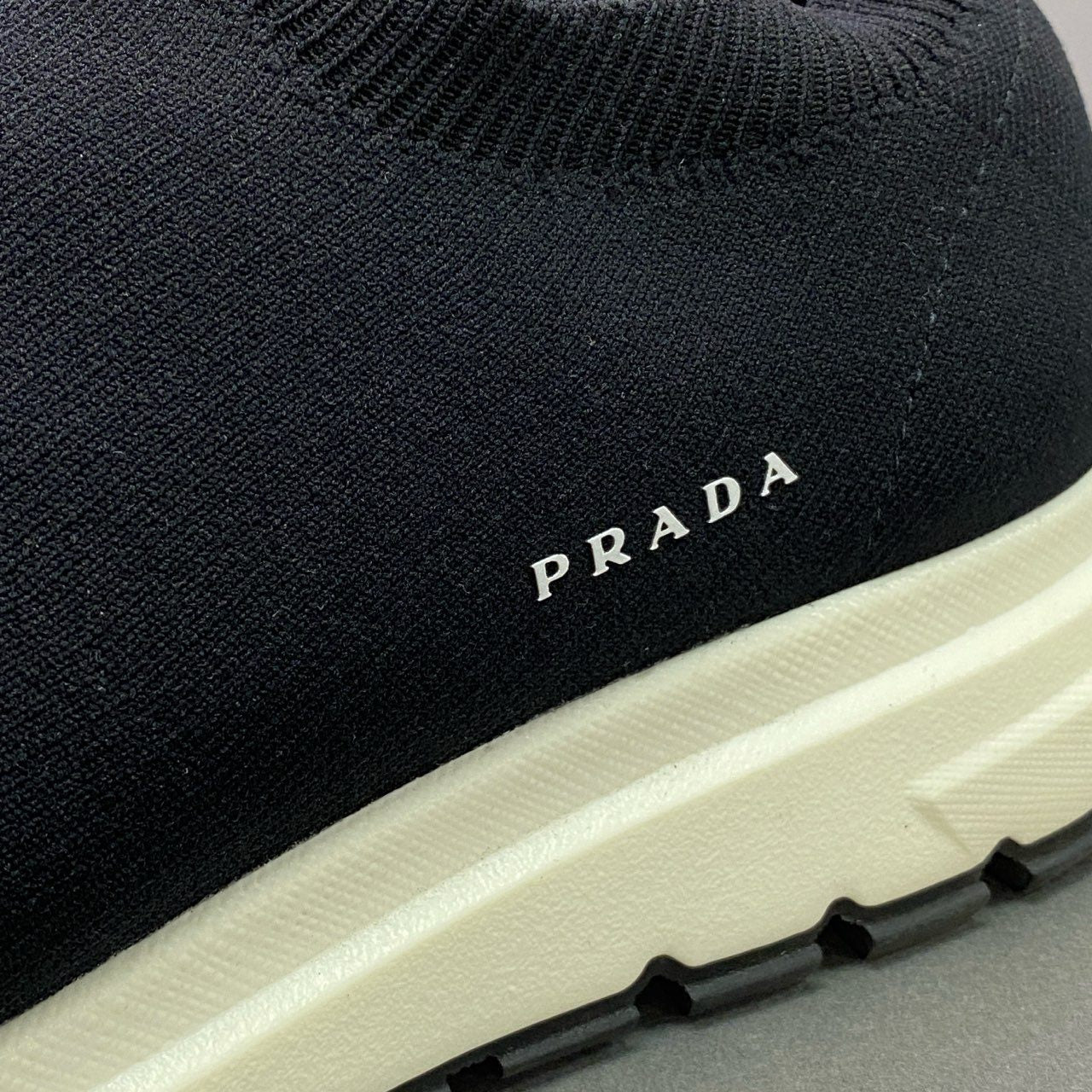 1d21 《美品》 PRADA プラダ Knit Socks Sneakers ニットソックス スニーカー 6 ブラック シューズ スリッポン 箱付き