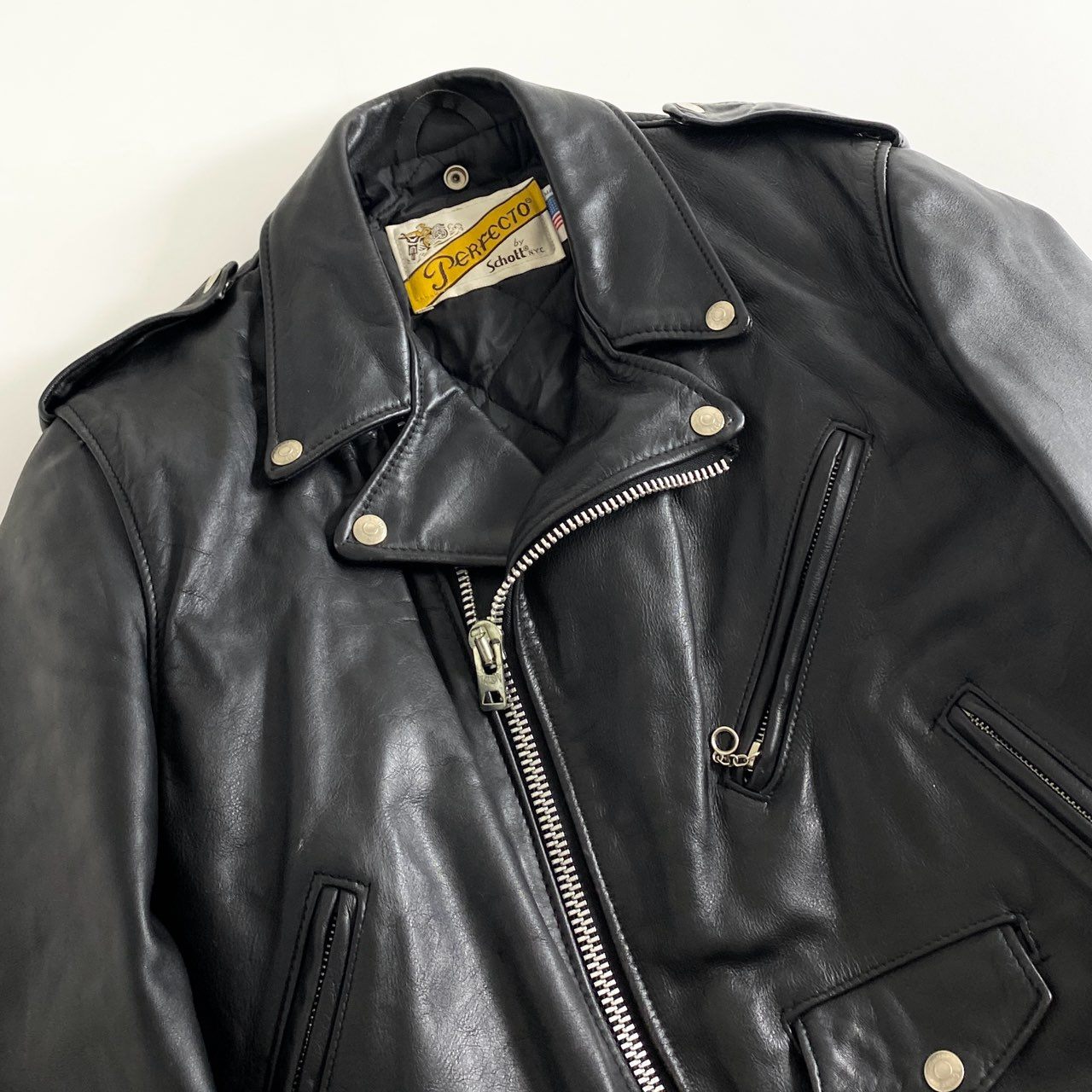 33h11 Schott ショット ダブルライダースジャケット レザージャケット サイズ40 ブラック カウレザー メンズ 男性用 アウター