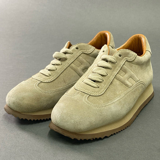 7b7 HERMES エルメス クイック ローカットスニーカー レザーシューズ Hロゴ レースアップ 36 1/2 ベージュ スエードレザー