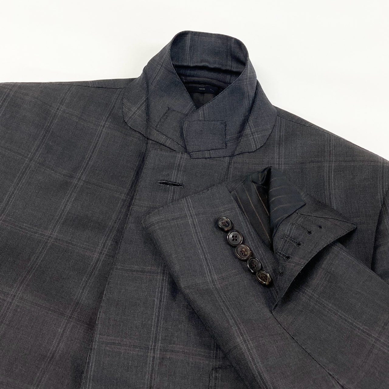 38d28 TOM FORD トムフォード シングルスーツ セットアップ チェック柄 24YA4C サイズ52 7R グレー ウール100% イタリア製