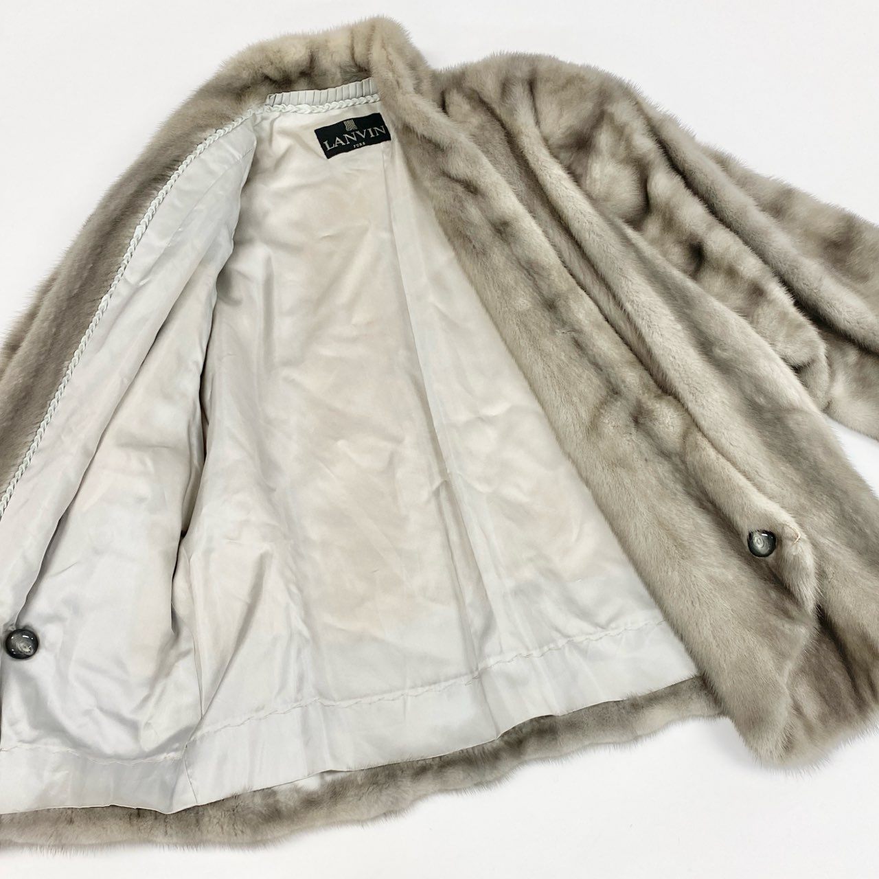 16j20 LANVIN ランバン SAGA MINK サガミンク サファイヤミンク 毛皮コート ミンクファー ファーコート グレー レディースk02i