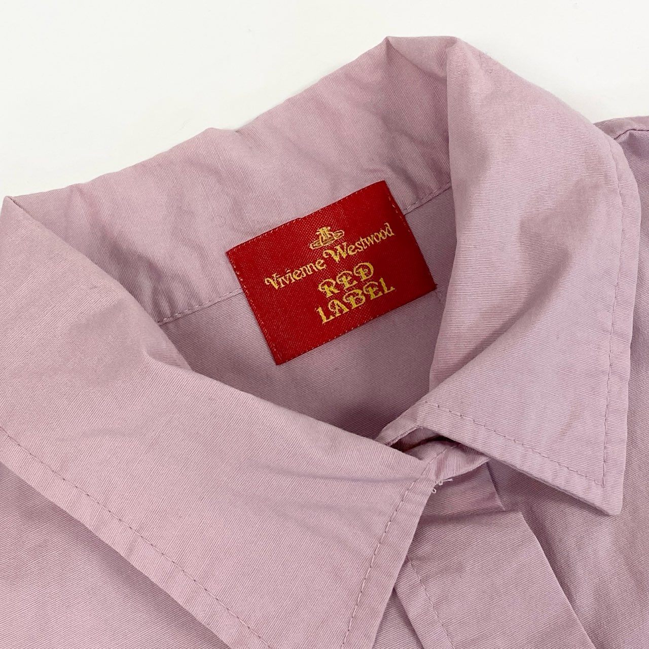 4c28 Vivienne Westwood RED LABEL ヴィヴィアンウエストウッド レッドレーベル イタリア製 コットンシャツ 半袖シャツ 薄手シャツ 春夏生地 ピンクシャツ オーブ刺繍 実寸S程 ピンク コットン100%