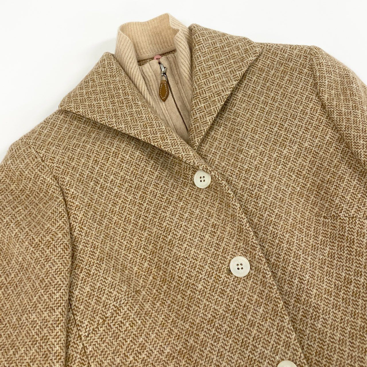 17e7 Brooks Brothers ブルックスブラザーズ カシミヤ混 レイヤードジャケット テーラードジャケット ブレザー サイズ0 アイボリー レディース