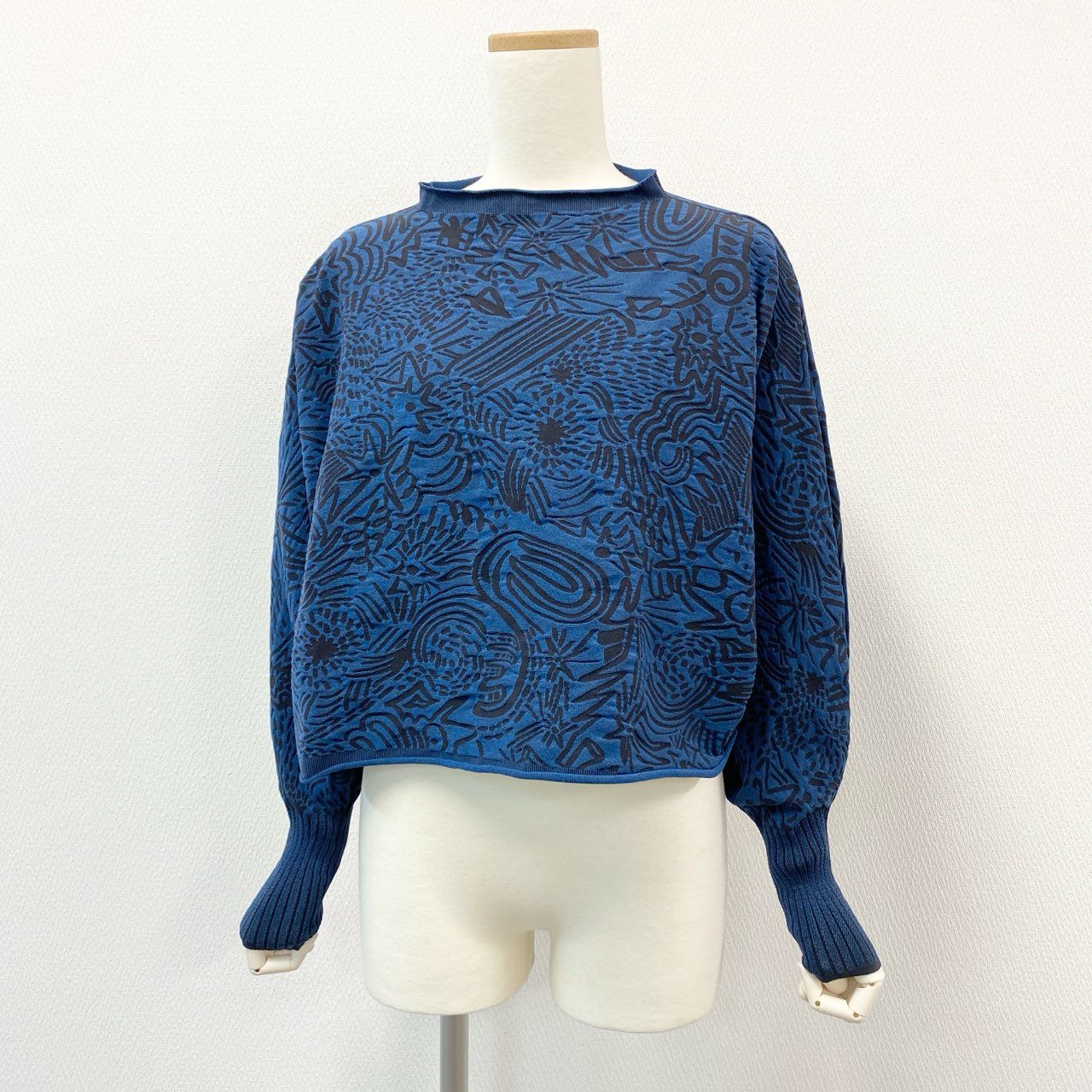 5i12 《極美品》 PLEATS PLEASE プリーツプリーズ イッセイミヤケ 24年秋冬 ハイネック 長袖シャツ トップス PP43KK941 フリー ネイビー レディースu02t