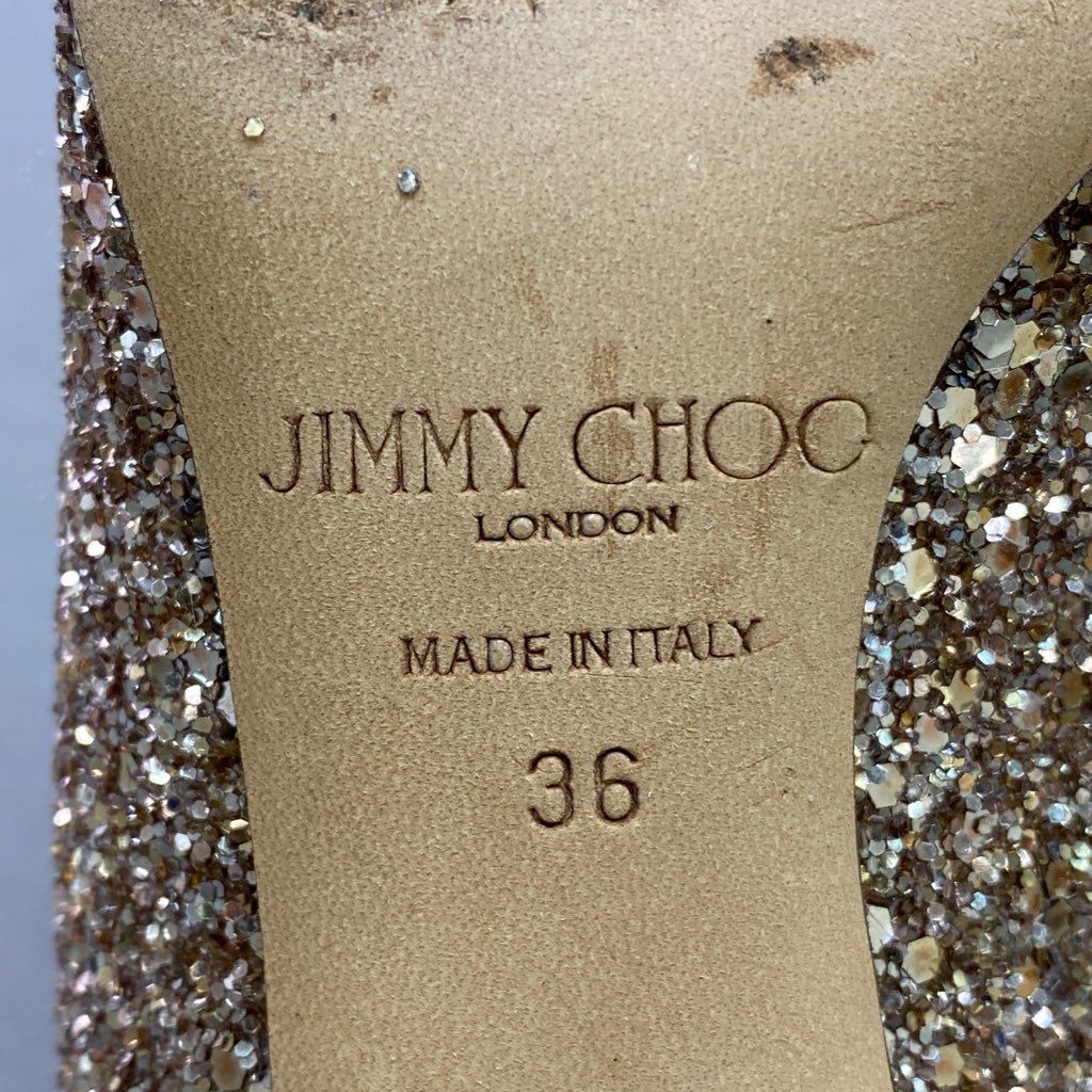 5e10 JIMMY CHOO ジミーチュウ グリッター ピンヒールパンプス パーティー 二次会 サイズ36 シャンパンゴールド レディース イタリア製