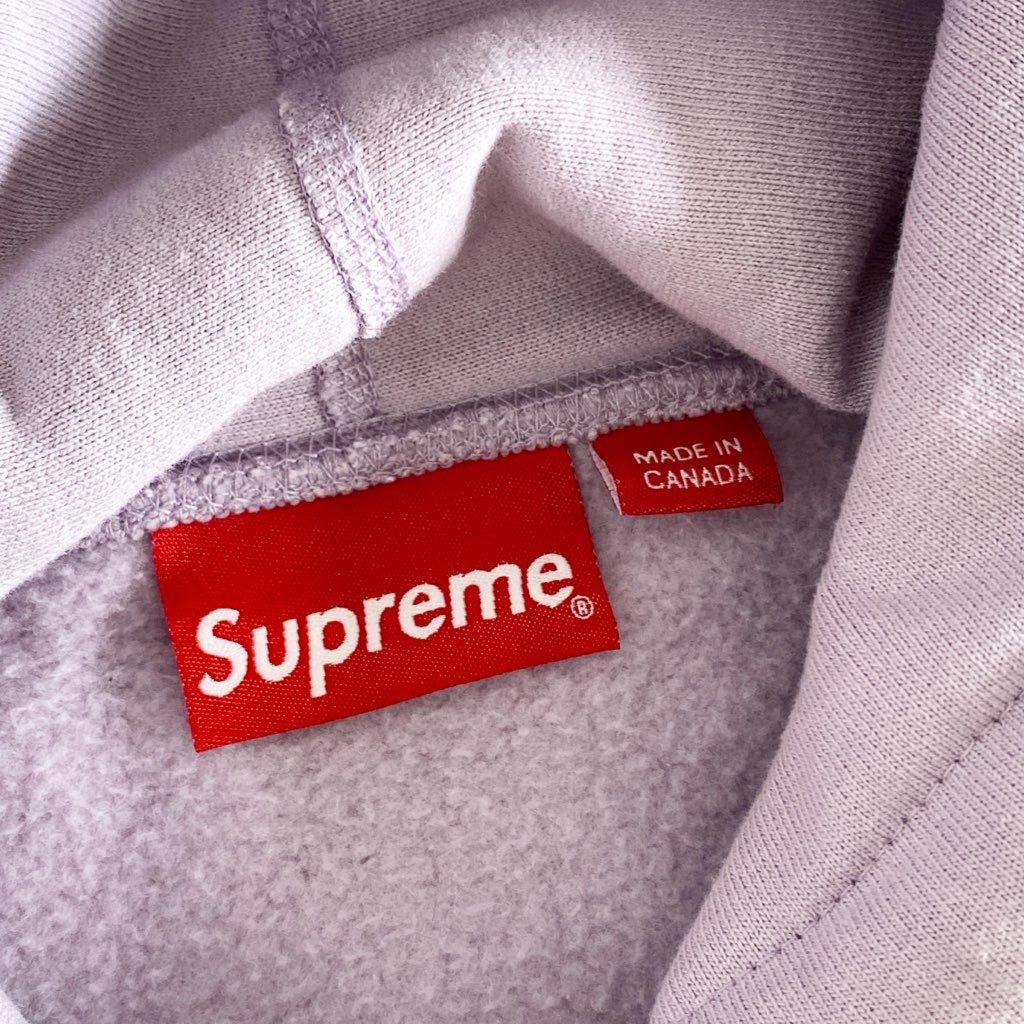 14e22 SUPREME シュプリーム 18FW Trademark Hooded Sweatshirt プルオーバー フーディ パーカー ロゴ刺繍 Sサイズ パープル コットン