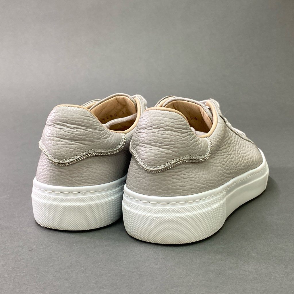 3d3 《美品》 FABIANA FILIPPI ファビアナフィリッピ メタルビーズ レザースニーカー 37 グレー Leather シューズ イタリア製