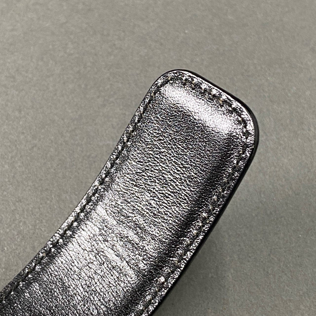 30f23 GUCCI グッチ ゴールドバックル レザーベルト ブラック イタリア製 Leather Belt