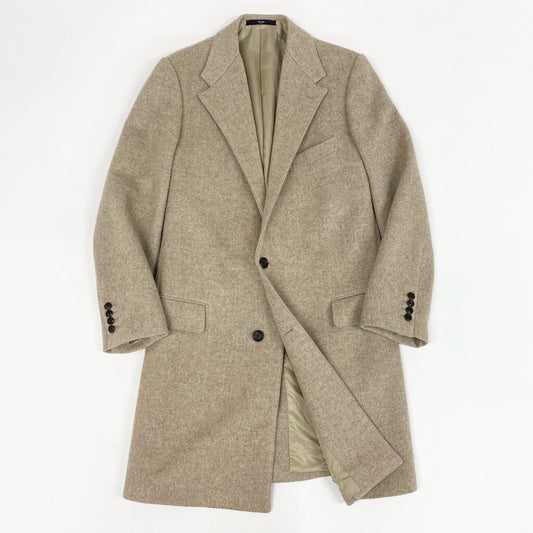 83l18 フランス製 Masaki Matsusima マサキマツシマ 英国ドーメル社生地 チェスターコート ロングコート カシミアコート  ベージュ系 カシミヤ70% ミンク30% メンズ 紳士服 M.L相当