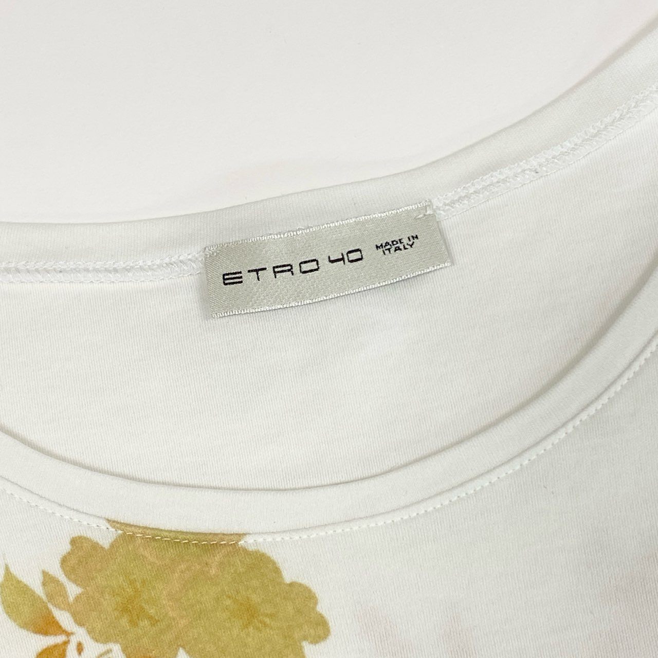 42j6 ETRO エトロ イタリア製 半袖Tシャツ クルーネック カットソー フラワープリント 花柄 レディース 女性用 ホワイト マルチカラー コットン100%u02t