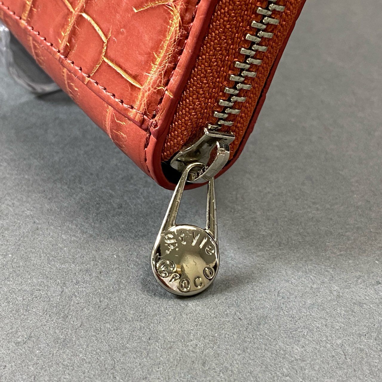 g31【美品】定価64,630円 Style Croco オレンジ系 クロコダイルレザー ラウンドジップ 長財布 ロングウォレット ユニセックス 本クロコ マットクロコk02i