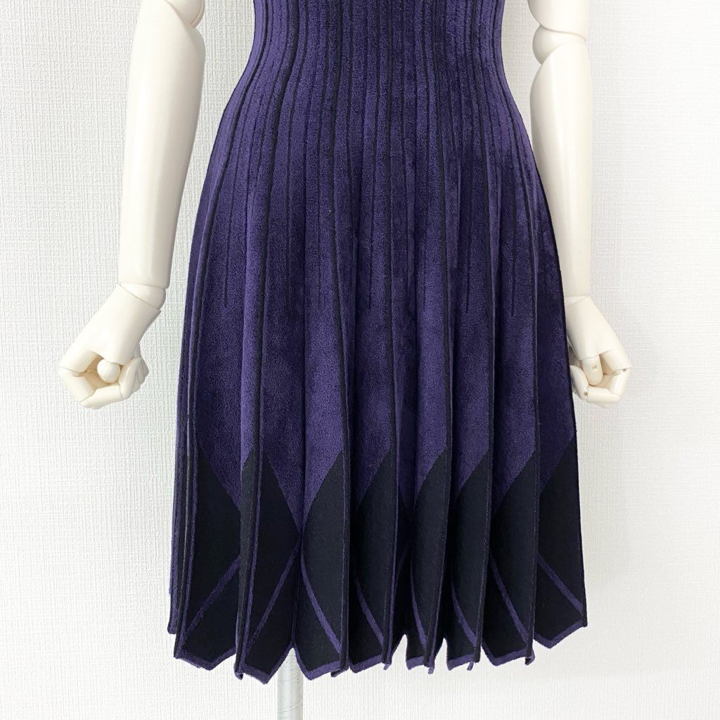 22f8 antonino valenti アントニーノヴァレンティ イタリア製 ノースリーブ ストレッチ ドレス ワンピース 19521-12-51-380 40 ブラック パーパープル