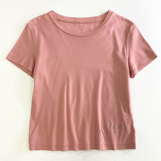 38k12 FOXEY フォクシー 40805 コントロールC ロゴ刺繍 半袖Tシャツ カットソー トップス サイズ38 ピンク コットン100% レディース 日本製
