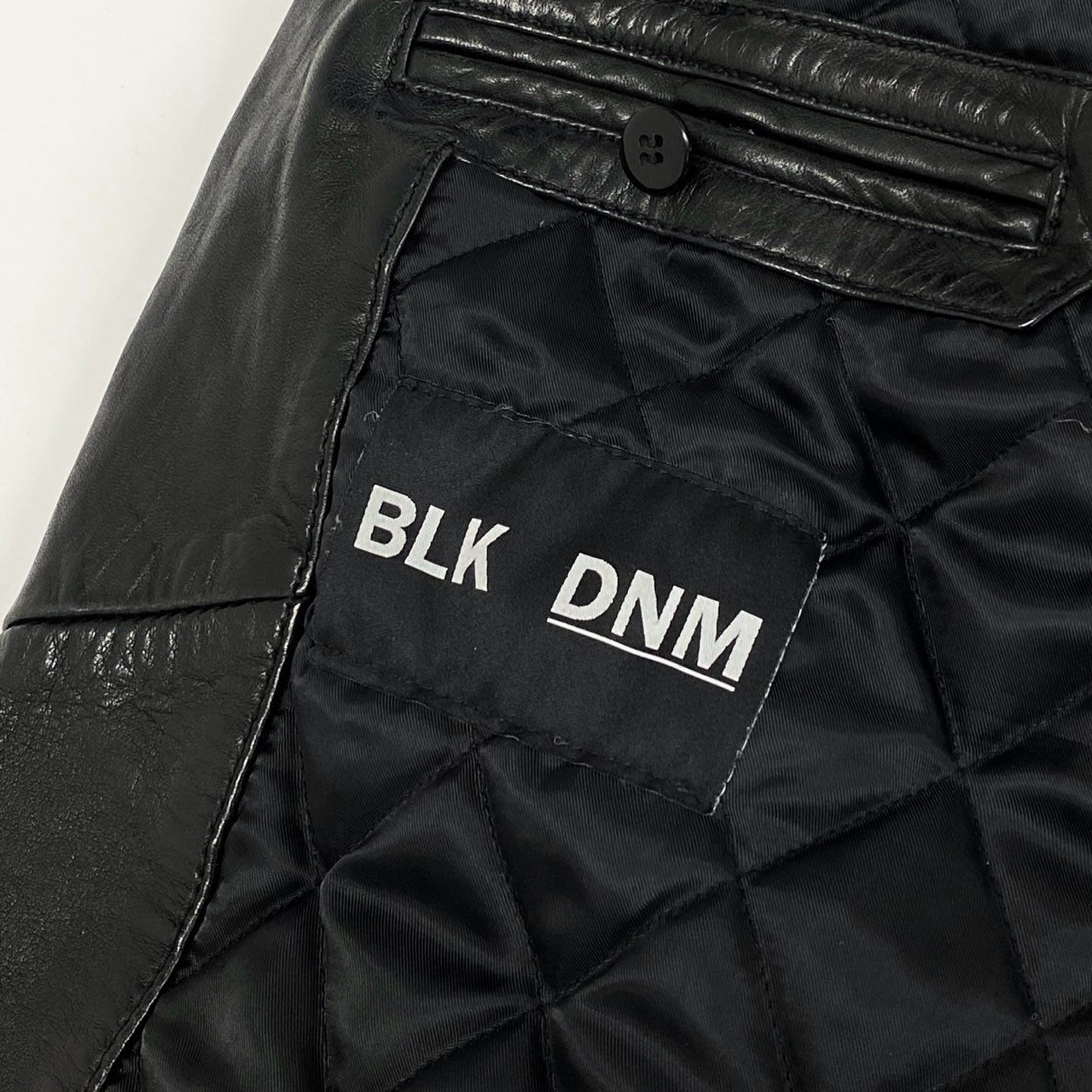43f25 BLK DNM ブラックデニム ラムレザー ダブルライダースジャケット ブルゾン M ブラック 羊革 メンズ