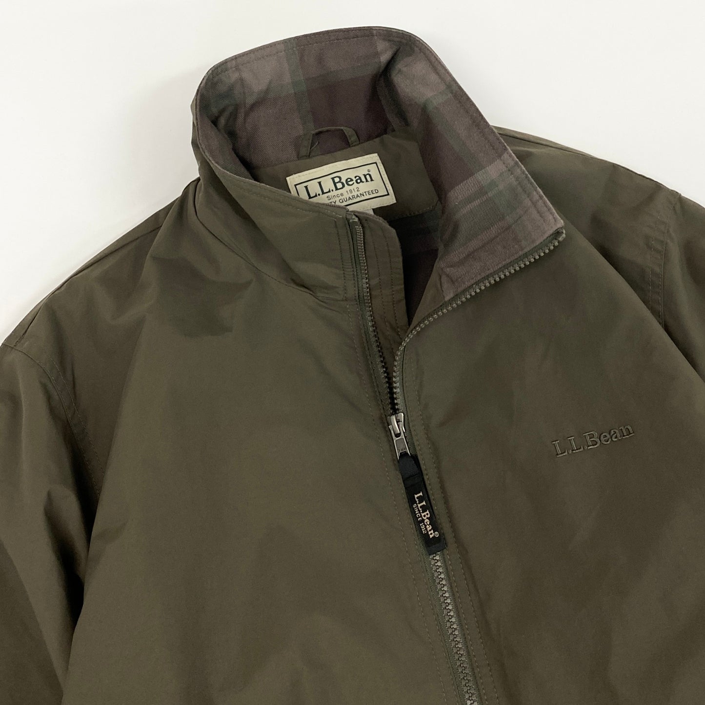 30h29《美品》L.L.Bean エルエルビーン ウォームアップジャケット ブルゾン フランネル裏地付き 耐水性 500395 Mサイズ カーキ メンズ 男性用u02t