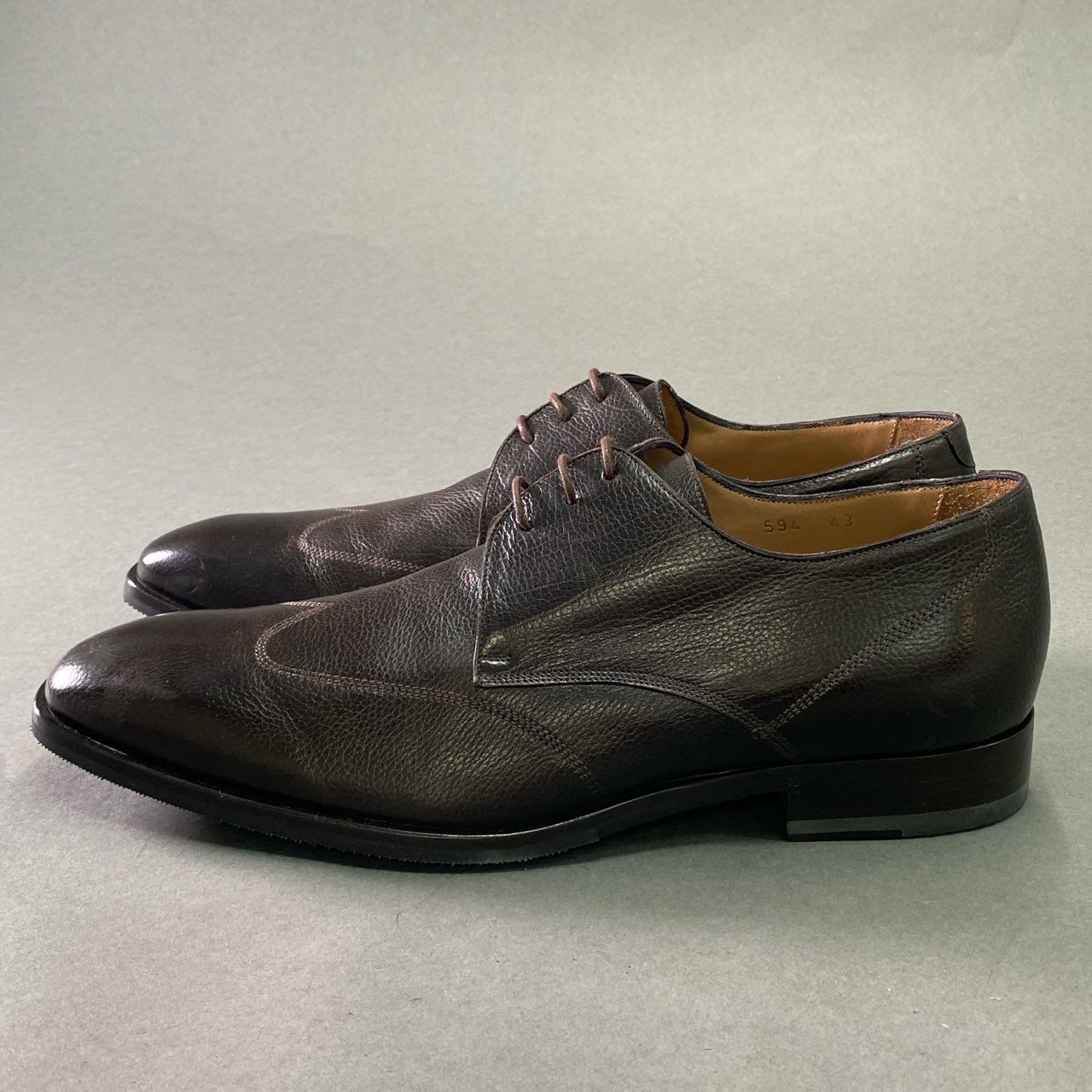 3f10 【美品】イタリア製 GIORGIO ARMANI ジョルジオアルマーニ ドレスシューズ 革靴 サイズ43 ブラウン レザー メンズ 紳士靴 レザーシューズ ドレス フォーマル