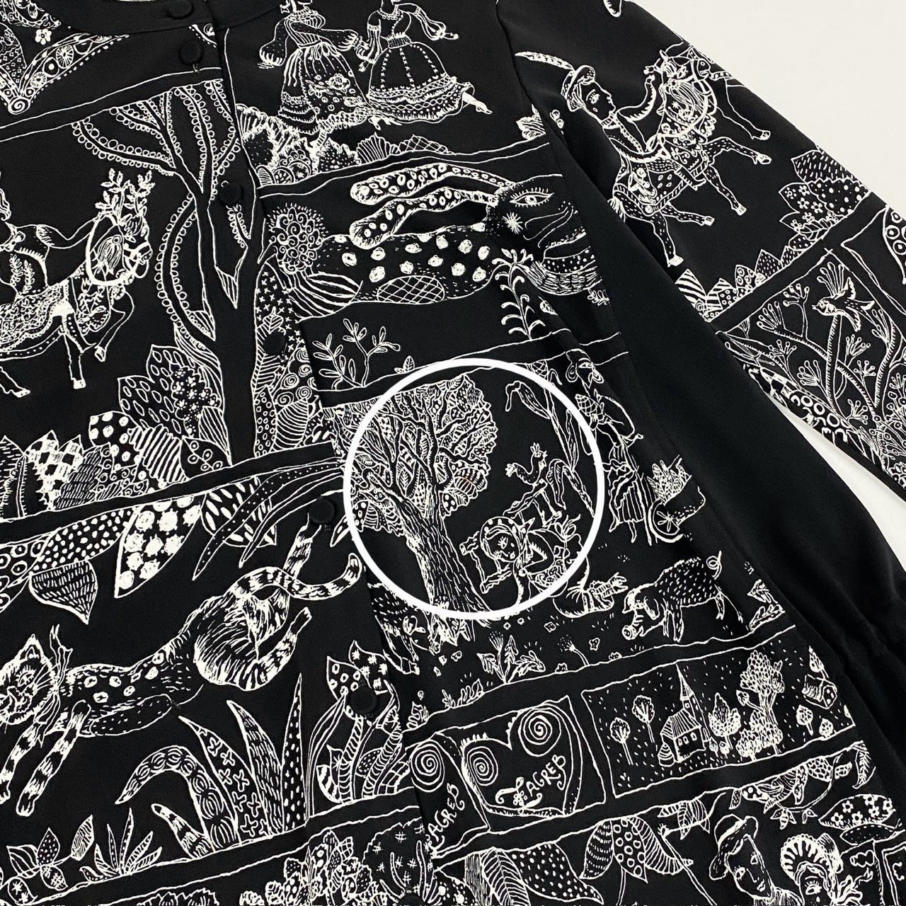 76k21 TOKUKO 1er VOL トクコプルミエヴォル 長袖シャツワンピース 総柄プリント アニマル柄 サイドリボン レディース 女性用 9 ブラックu02t