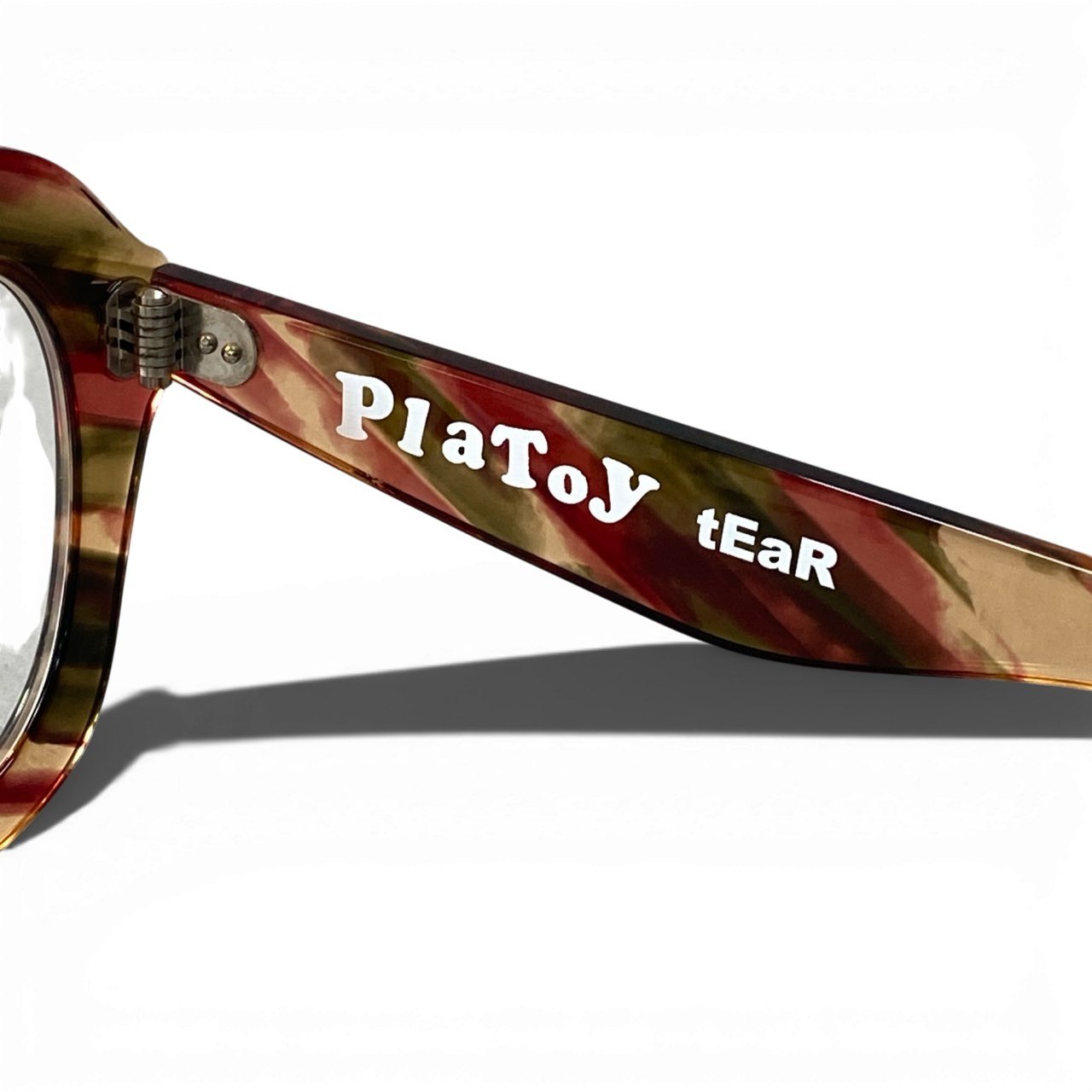 c17 【日本製】PlaToy プラトーイ セルロイド tEaR アイウェア メガネ マーブルブラウン メンズk02i