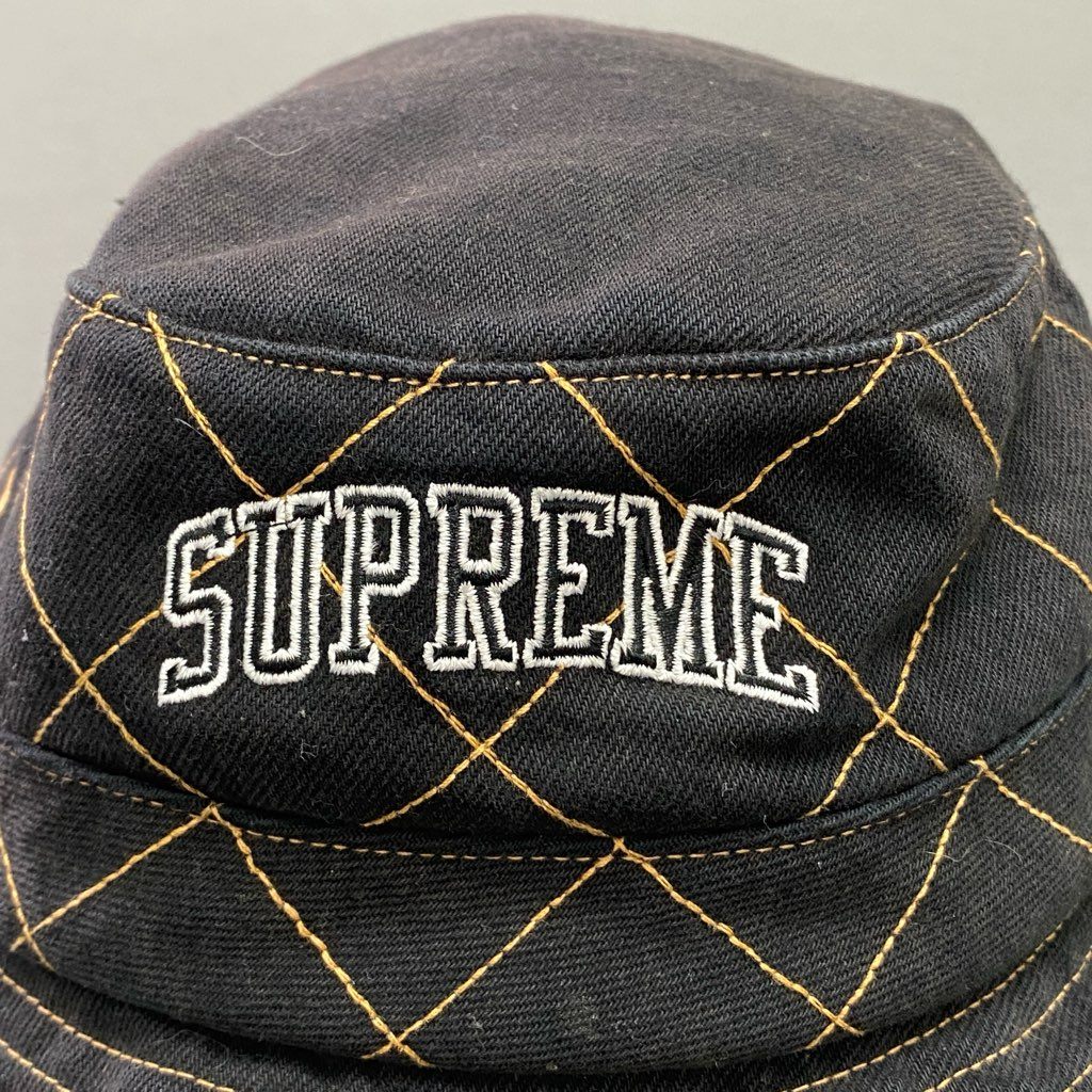 9d5 Supreme シュプリーム Diamond Stitch Crusher Hat バケットハット クラッシャーハット ブランドロゴ M/L ブラック コットン100%