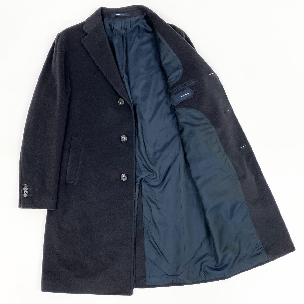 57h4《美品》参考価格¥236.500 TAGLIATORE タリアトーレ C-LORD カシミヤ100% チェスターコート 48 ブラック フォーマル 最高級