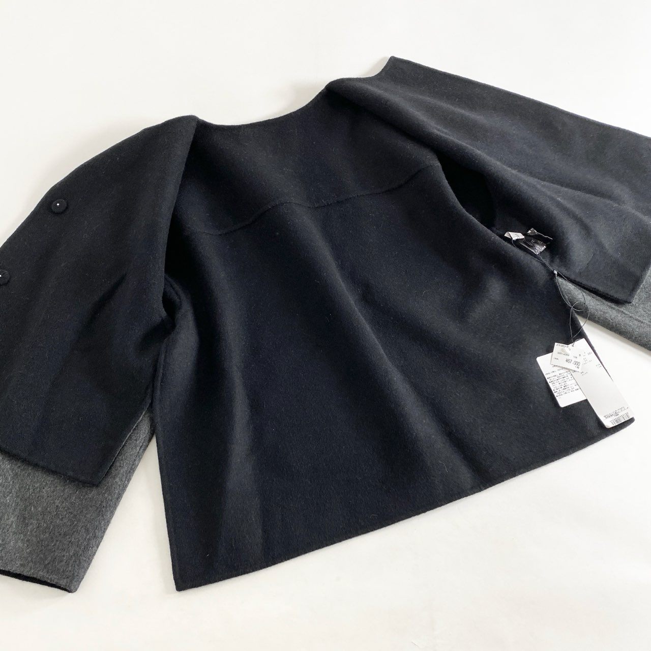 8j17 《未使用保管品》定価¥73,700 ADORE アドーア 2トーン リバージャケット 531-9250003 36 グレー カシミヤ混 CASHMERE